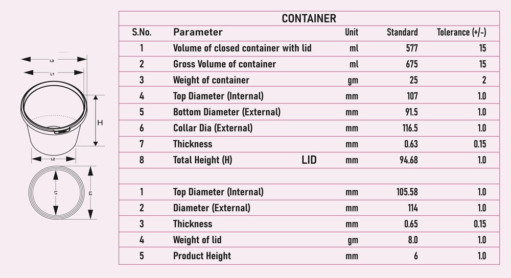 550 ml round